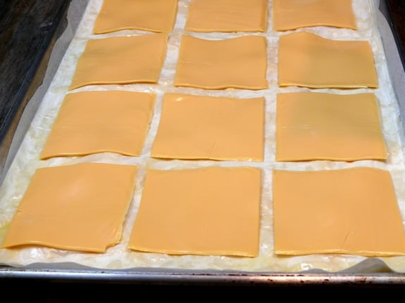 Cheeseburger Fillo Squares with Copycat Big Mac Sauce cheese