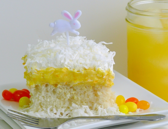 Orange Creamsicle Poke Cake perfect for Easter