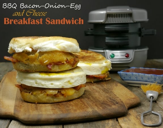 BBQ Bacon Onion Egg and Cheese Breakfast Sandwich