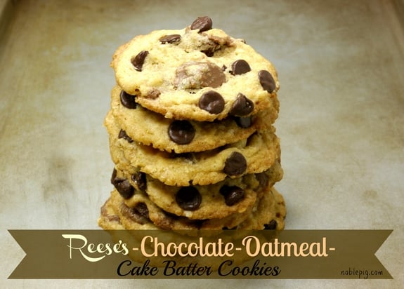 Reeses Chocolate Oatmeal Cake Batter Cookies 1
