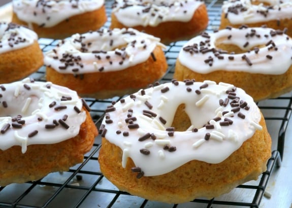 Apple Pie Spiced Doughnuts with Sour Cream Icing