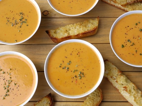 Creamy Red Pepper Coconut soup perfect for a rainy day 