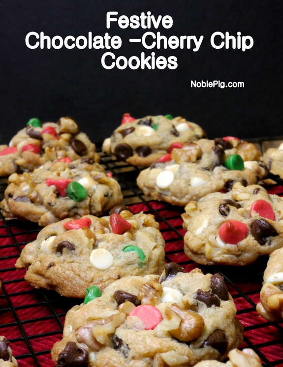 Festive Chocolate Cherry Chip Cookies for Christmas  Perfect for the holidays