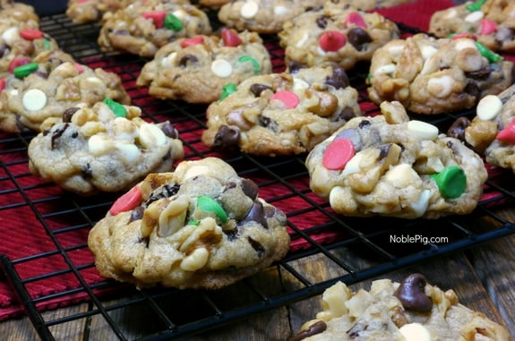 Festive Chocolate Cherry Chip Cookies from Noble Pig