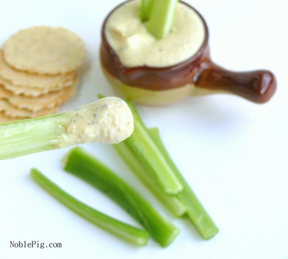 Noble Pigs Rosemary Garlic Low Calorie Dip with celery