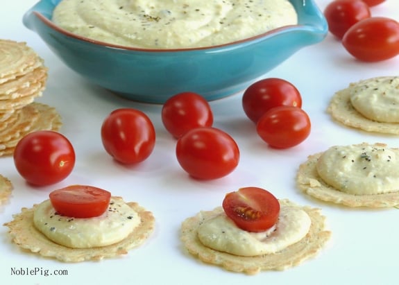 Noble Pigs Rosemary Garlic Low Calorie Dip with tomatoes