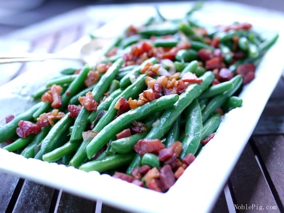 Fresh Green Beans with Bacon and Shallots from Noble Pig Oregon