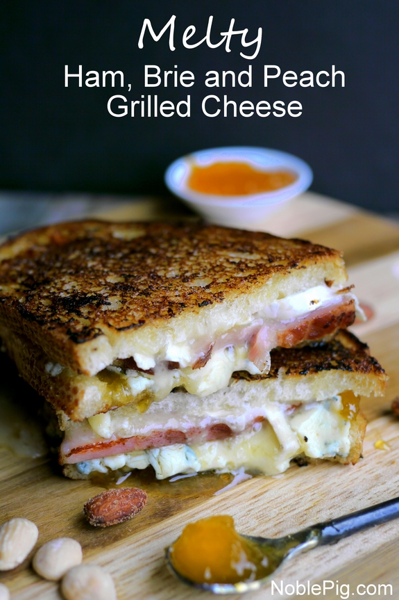 Melty Ham Brie and Peach Grilled Cheese from Noble Pig 