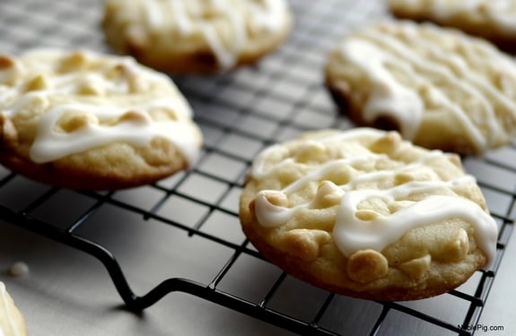 Lemon White Chocolate Soft Baked Cookies from Noble Pig side view