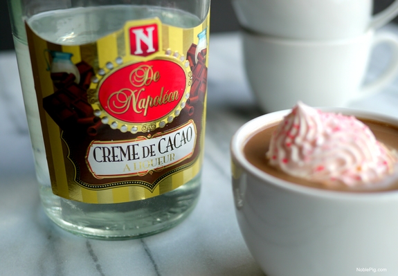 Peppermint Bark Hot Chocolate with Frozen Peppermint Whipped Cream Noble Pig creme de cacao