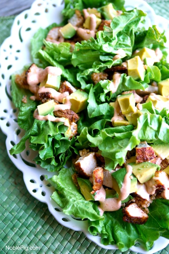 Southwest Chicken Avocado and Quinoa Lettuce Wraps perfect for a light and easy dinner and lunch