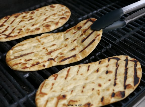 Grilled Avocado Barbecue Chicken Naan Pizza grilling