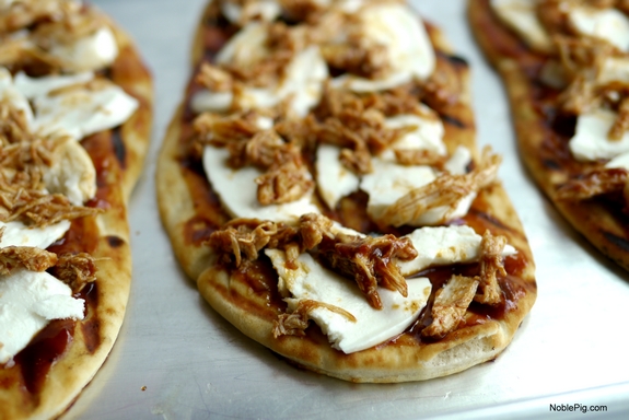 Grilled Avocado Barbecue Chicken Naan Pizza the chicken