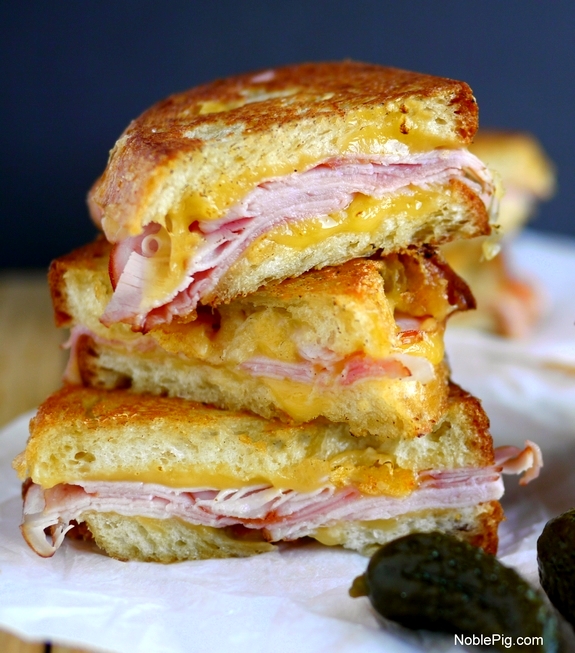 Epic Grilled Ham and Cheese Sandwich stack