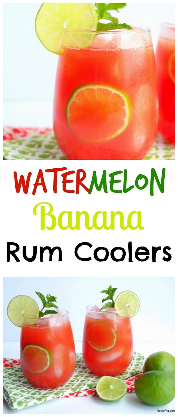 Watermelon Banana Rum Coolers Collage