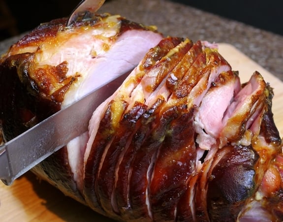 How to Make The Juciest Bone In Whole Ham carving 2