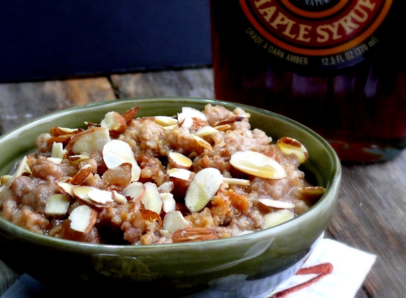Slow Cooked Chinese Five Spice Steel Cut Oats with Maple Syrup