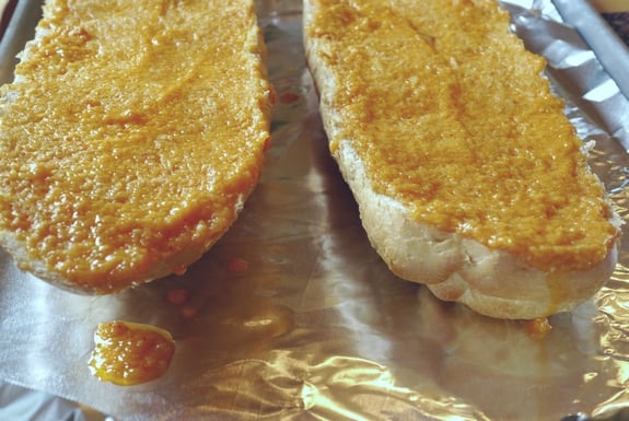 Cheesy Kimchi Butter Ranch Bread sliced