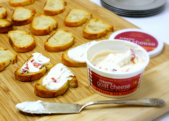 Creamy Roasted Red Pepper Goat Cheese and Avocado Crostini Vermont Creamery