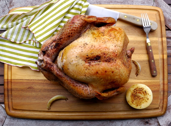 Salt and Pepper Turkey made in an Electric Outdoor Roaster