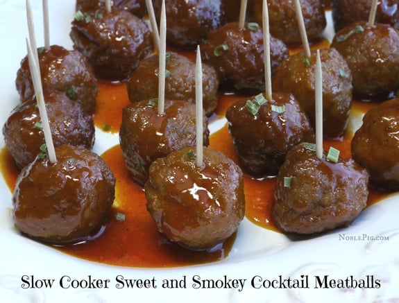 Slow Cooker Sweet and Smokey Cocktail Meatballs the perfect holiday Appetizer 