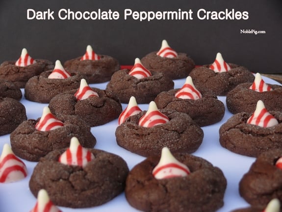 Dark Chocolate Peppermint Crackles perfect for that holiday cookie platter