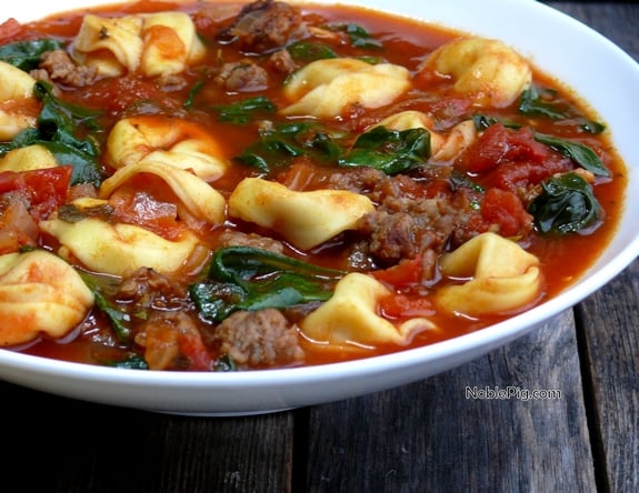 Noble Pig Italian Sausage Tortellini Soup perfect weeknight dinner
