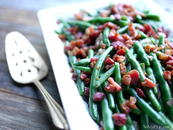 Fresh Green Beans with Bacon and Shallots from Noble Pig  