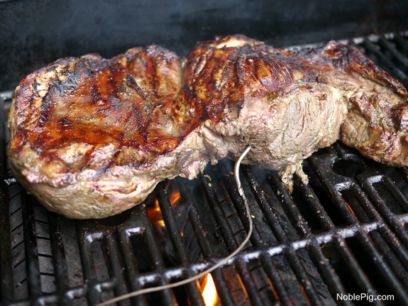 Grilled Butterflied Leg of Lamb from Noble Pig on the grill