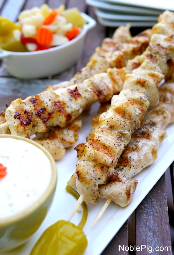 Grilled Buttery Chicken Skewers with Crazy Sauce Noble Pig 