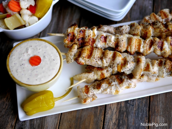 Grilled Buttery Chicken Skewers with Crazy Sauce Noble Pig