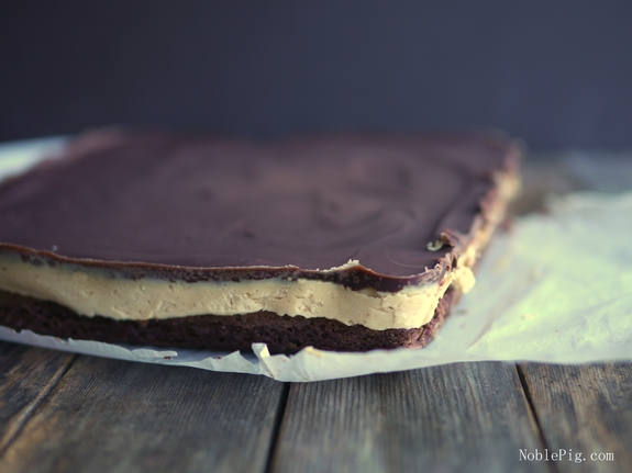 Layered Chocolate and Peanut Butter Brownies from NoblePIG