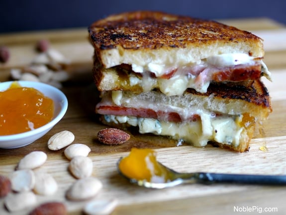 Melty Ham Brie and Peach Grilled Cheese from Noble Pig 