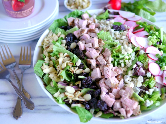 Pork Crunch Salad with Strawberry Poppyseed Dressing