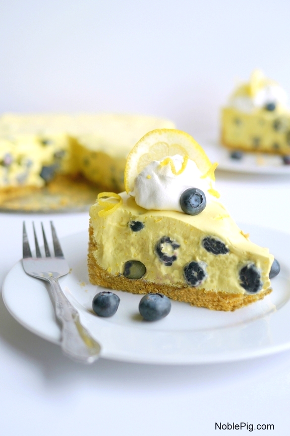 No Bake Creamy Lemon Blueberry Pie is the perfect dessert for entertaining 1