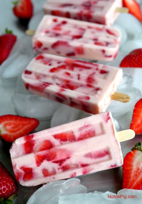 Strawberries and Cream Popsicles what a treat