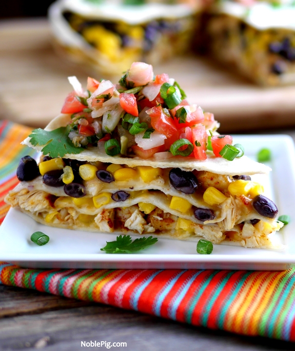 Chicken Tortilla Pie serve up a delicious dinner with a slice of this pie 