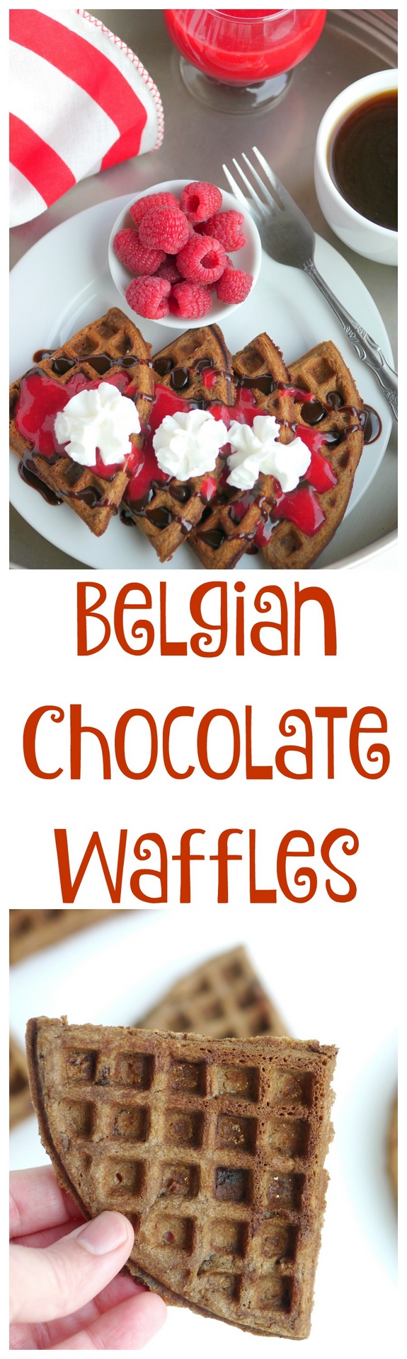 Belgian Chocolate Waffles with Homemade Raspberry Sauce