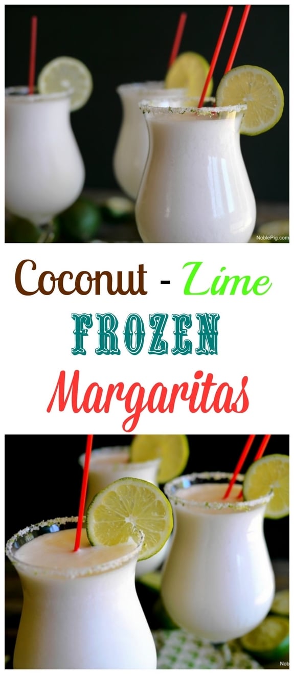 Coconut Lime Frozen Margaritas combine the best of sweet and sour into a delicious drink Enjoy with your favorite Mexican meal for Cinco de Mayo or time on the patio 