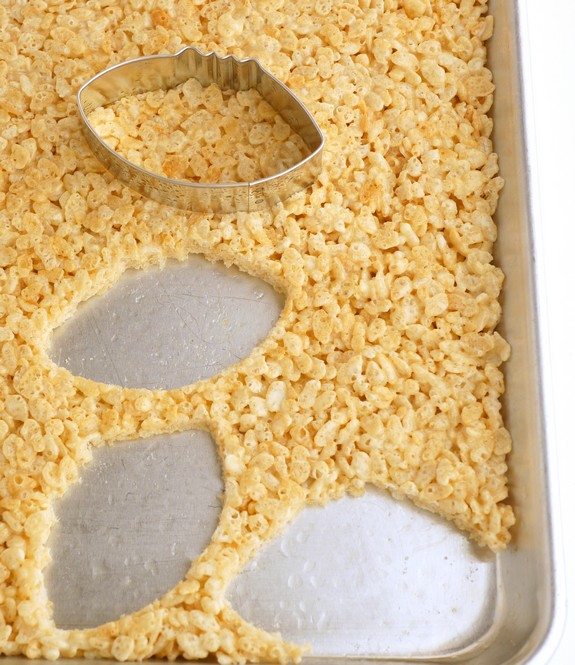 Football Inspired Rice Krispies Treats using a cookie cutter