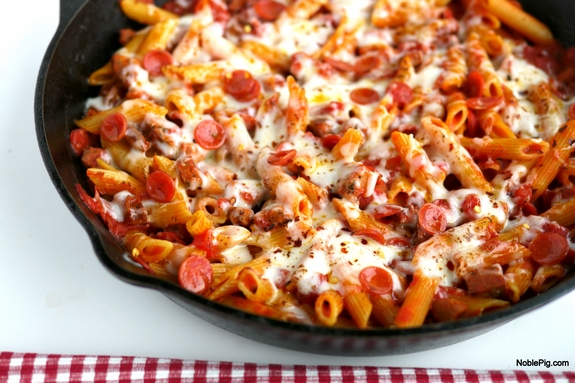Pepperoni Sausage Skillet Pasta for a perfect comfort food weeknight dinner so easy to make