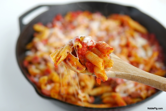 Pepperoni Sausage Skillet Pasta for perfect comfort food weeknight eats