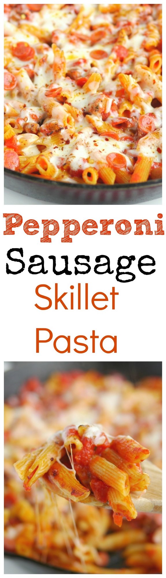 Pepperoni Sausage Skillet Pasta is comfort food at its best  Enjoy this easy weeknight meal with the family 