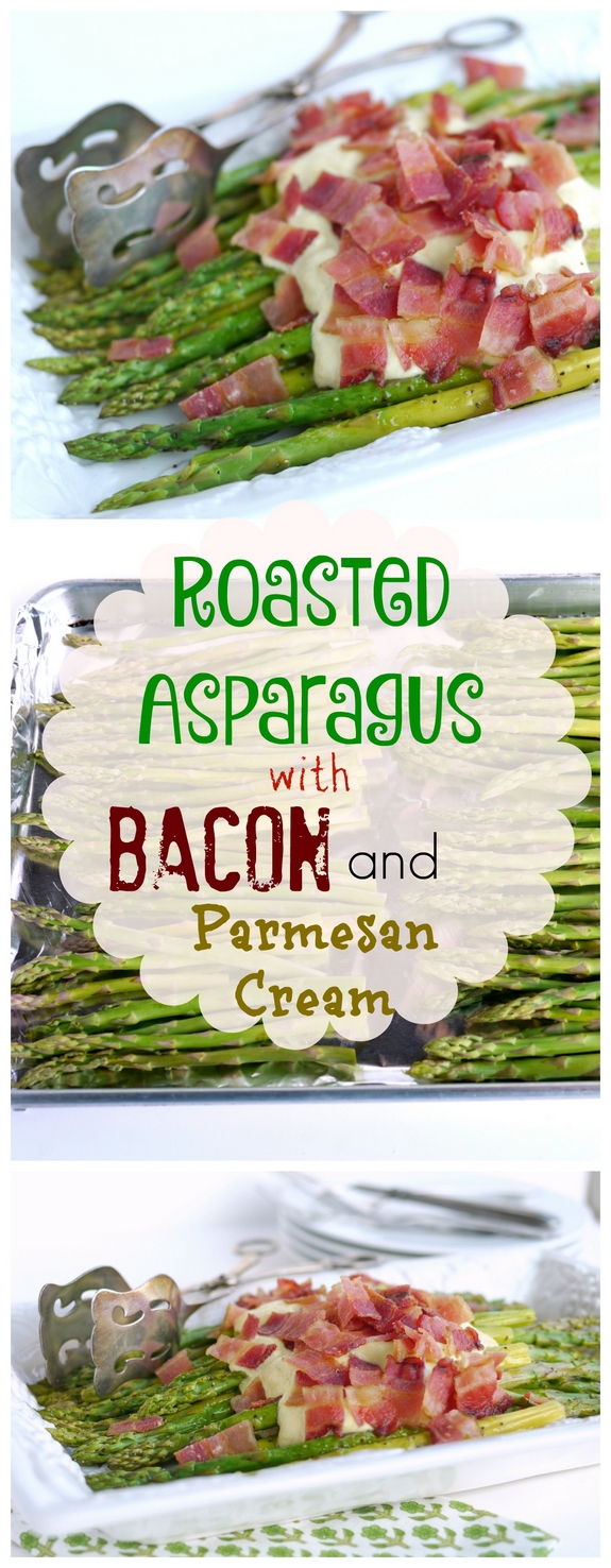 Roasted Asparagus with Bacon and Parmesan Cream