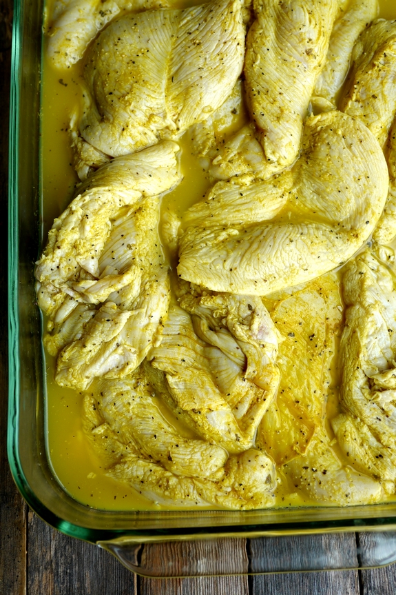 Grilled Turmeric Lemon and Lime Chicken marinating