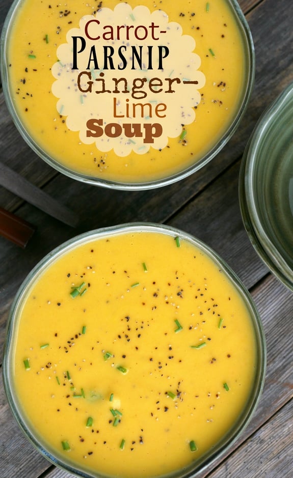 Carrot Parsnip Ginger Lime Soup is a perfect soup for the Fall season 