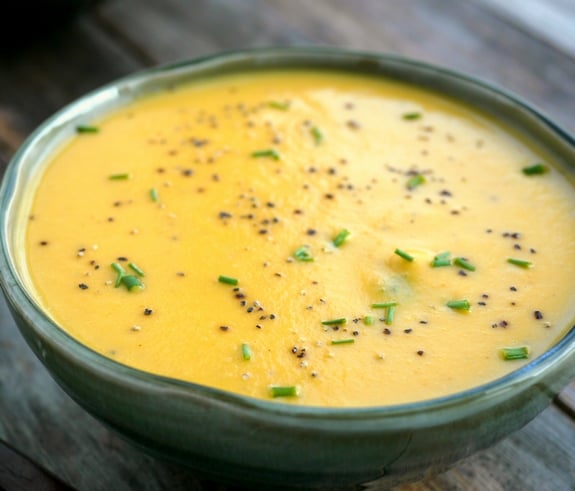 Carrot Parsnip Ginger Lime Soup the bowl