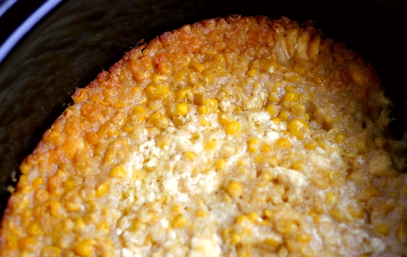 Slow Cooker Sweet Corn Pudding from the slow cooker