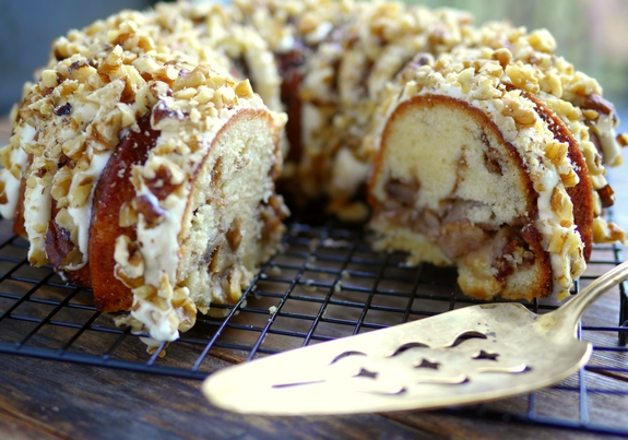 Apple Chai Cake with Maple Cream Cheese Drizzle whole cake