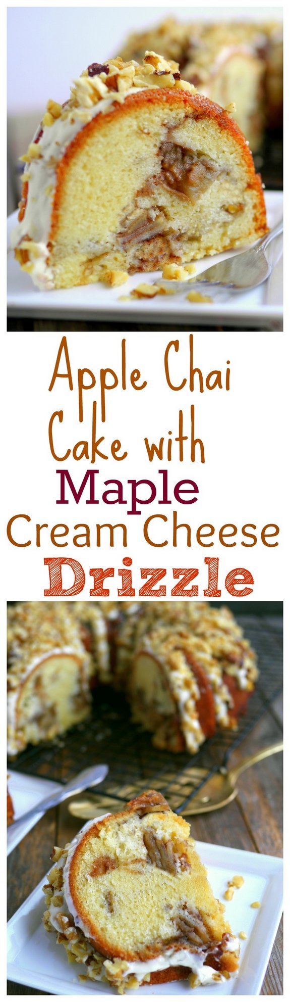 Apple Chai Cake with Maple Cream Cheese Drizzle